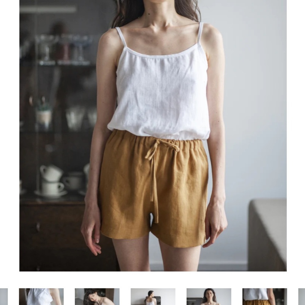 Rusty thick linen shorts